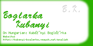 boglarka kubanyi business card